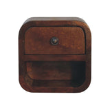 Extra Mini Curved Chestnut Bedside with Open Slot - Artisan Furniture - Flyclothing LLC