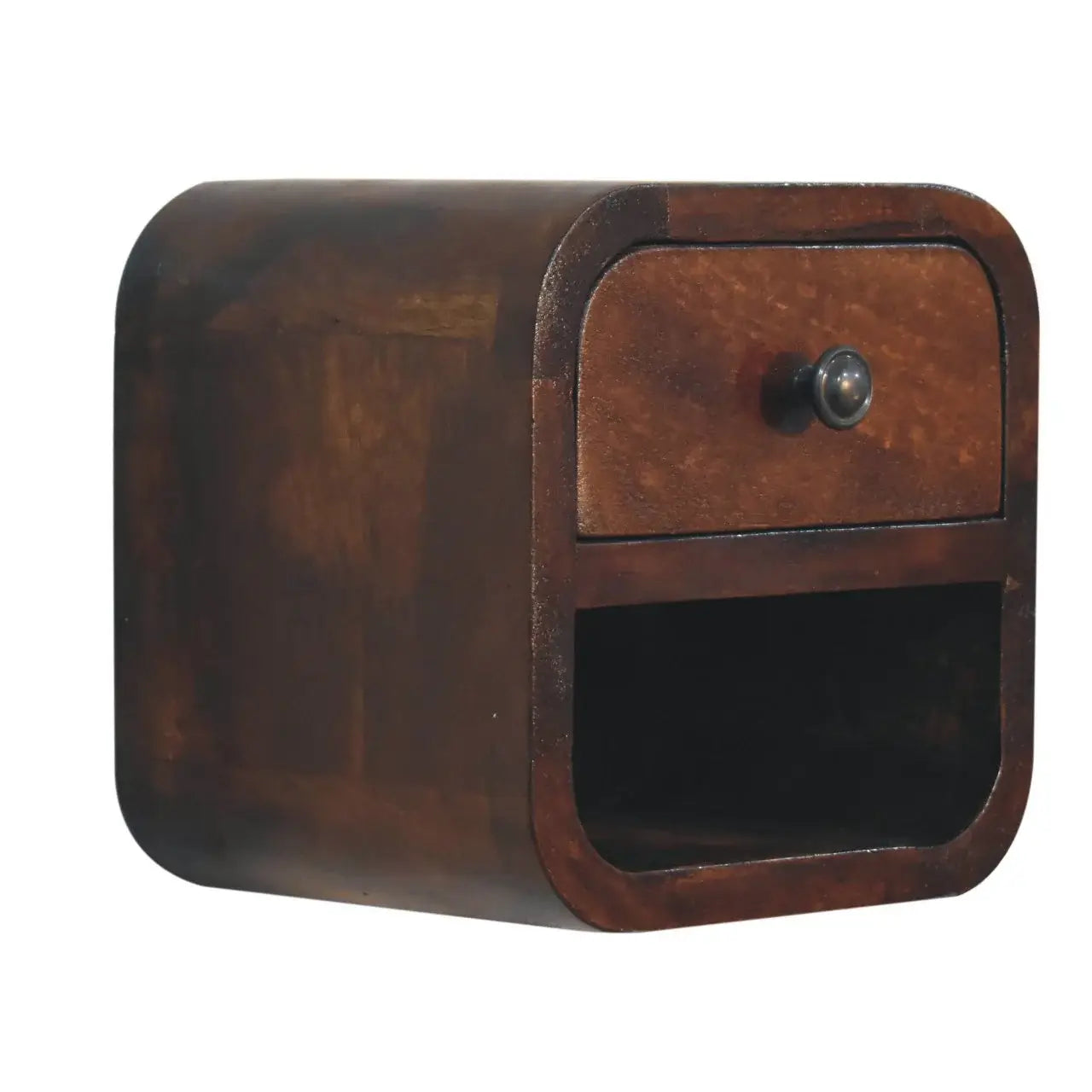 Extra Mini Curved Chestnut Bedside with Open Slot - Artisan Furniture - Flyclothing LLC