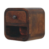 Extra Mini Curved Chestnut Bedside with Open Slot - Artisan Furniture - Flyclothing LLC