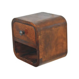 Extra Mini Curved Chestnut Bedside with Open Slot - Artisan Furniture - Flyclothing LLC