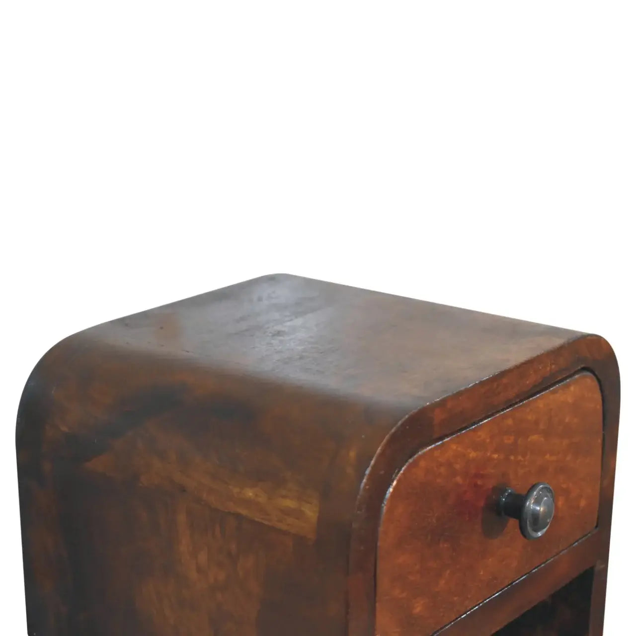 Extra Mini Curved Chestnut Bedside with Open Slot - Artisan Furniture - Flyclothing LLC