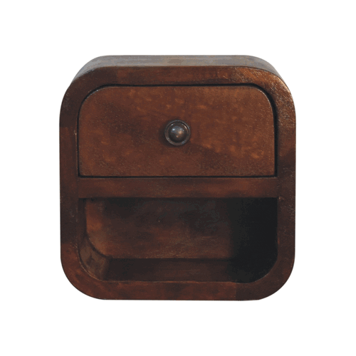 Extra Mini Curved Chestnut Bedside with Open Slot - Artisan Furniture - Flyclothing LLC