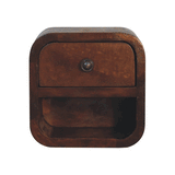 Extra Mini Curved Chestnut Bedside with Open Slot - Artisan Furniture - Flyclothing LLC