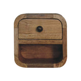 Extra Mini Curved Oak-ish Bedside with Open Slot - Artisan Furniture - Flyclothing LLC