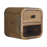 Extra Mini Curved Oak-ish Bedside with Open Slot - Artisan Furniture - Flyclothing LLC