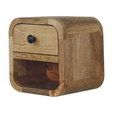 Extra Mini Curved Oak-ish Bedside with Open Slot - Artisan Furniture - Flyclothing LLC