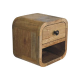 Extra Mini Curved Oak-ish Bedside with Open Slot - Artisan Furniture - Flyclothing LLC