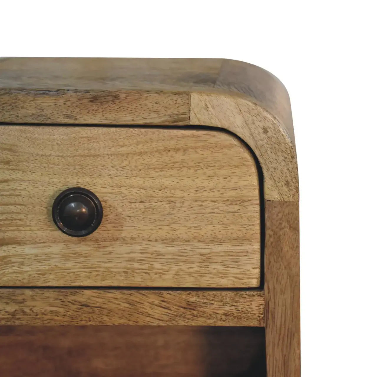 Extra Mini Curved Oak-ish Bedside with Open Slot - Artisan Furniture - Flyclothing LLC
