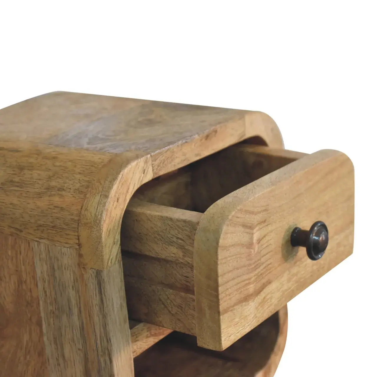 Extra Mini Curved Oak-ish Bedside with Open Slot - Artisan Furniture - Flyclothing LLC
