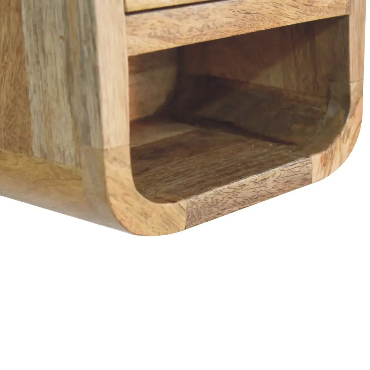 Extra Mini Curved Oak-ish Bedside with Open Slot - Artisan Furniture - Flyclothing LLC