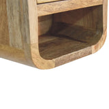 Extra Mini Curved Oak-ish Bedside with Open Slot - Artisan Furniture - Flyclothing LLC