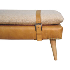 Artisan Boucl Buffalo Hide Olive Green Leather Bench - Artisan Furniture