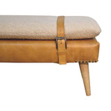 Artisan Boucl Buffalo Hide Tan Leather Bench - Artisan Furniture - Flyclothing LLC