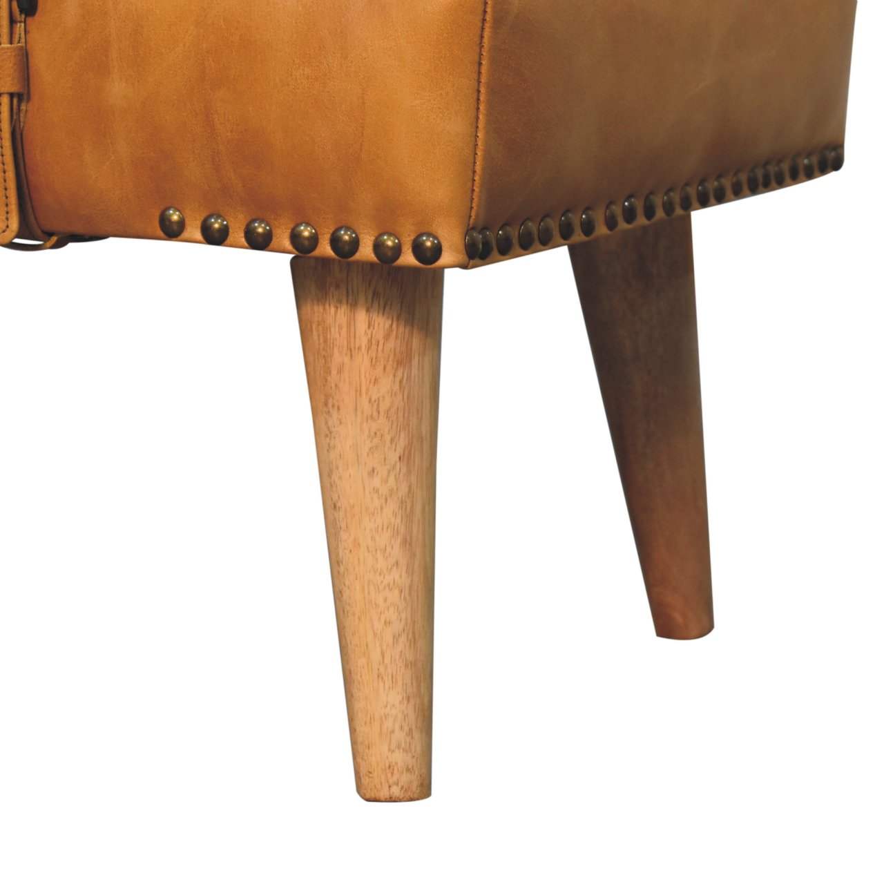 Artisan Boucl Buffalo Hide Tan Leather Bench - Artisan Furniture - Flyclothing LLC