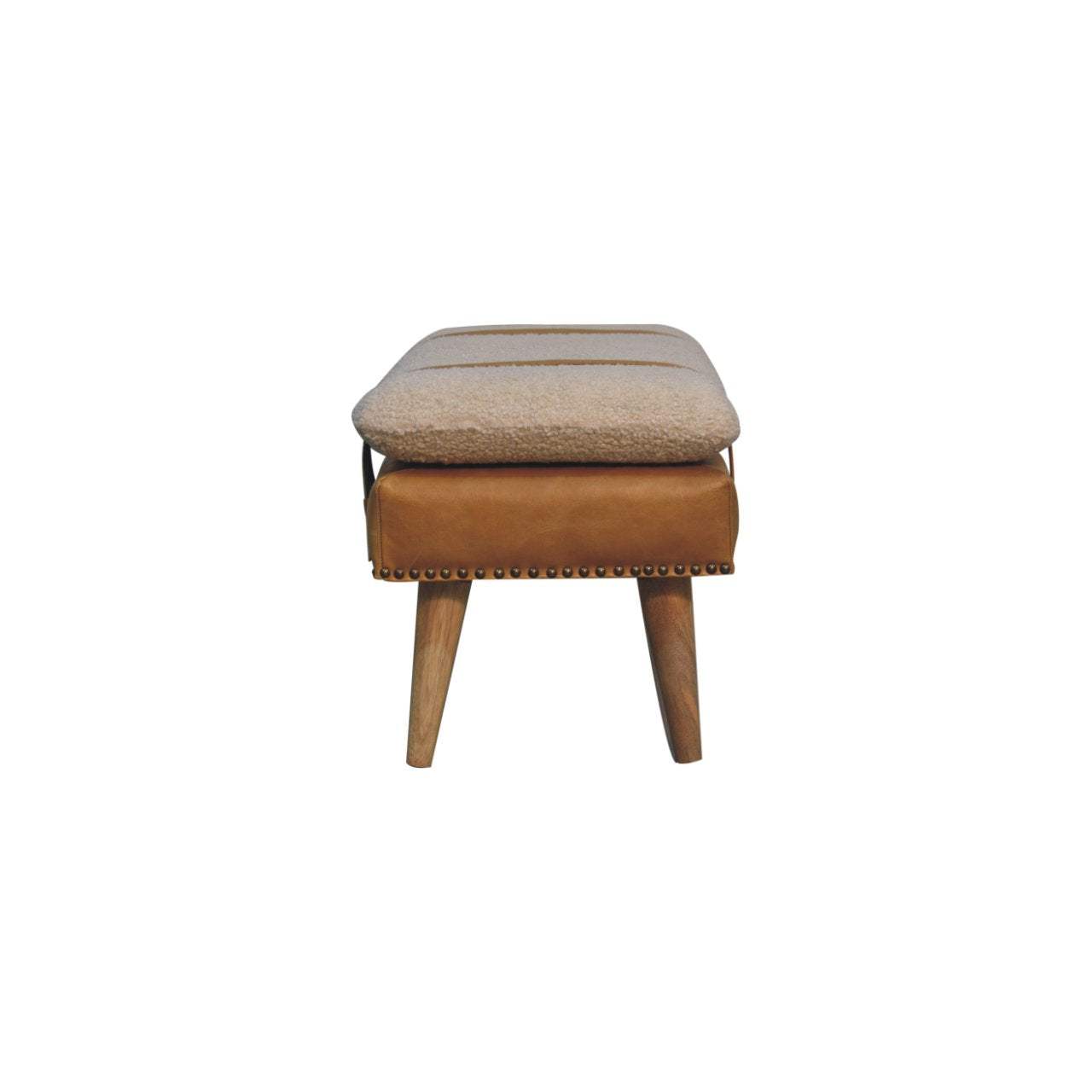 Artisan Boucl Buffalo Hide Tan Leather Bench - Artisan Furniture - Flyclothing LLC