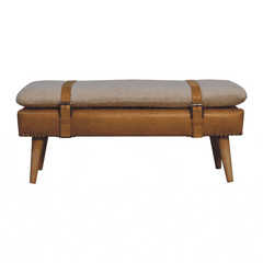 Artisan Boucl Buffalo Hide Tan Leather Bench - Artisan Furniture