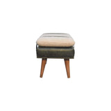 Artisan Boucl Buffalo Hide Olive Green Leather Bench - Artisan Furniture - Flyclothing LLC