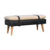 Artisan Boucl Buffalo Hide Black Leather Bench - Artisan Furniture