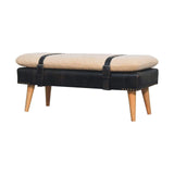 Artisan Boucl Buffalo Hide Black Leather Bench - Artisan Furniture - Flyclothing LLC
