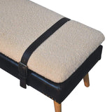 Artisan Boucl Buffalo Hide Black Leather Bench - Artisan Furniture - Flyclothing LLC