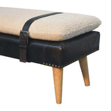 Artisan Boucl Buffalo Hide Black Leather Bench - Artisan Furniture - Flyclothing LLC