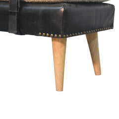 Artisan Boucl Buffalo Hide Black Leather Bench - Artisan Furniture