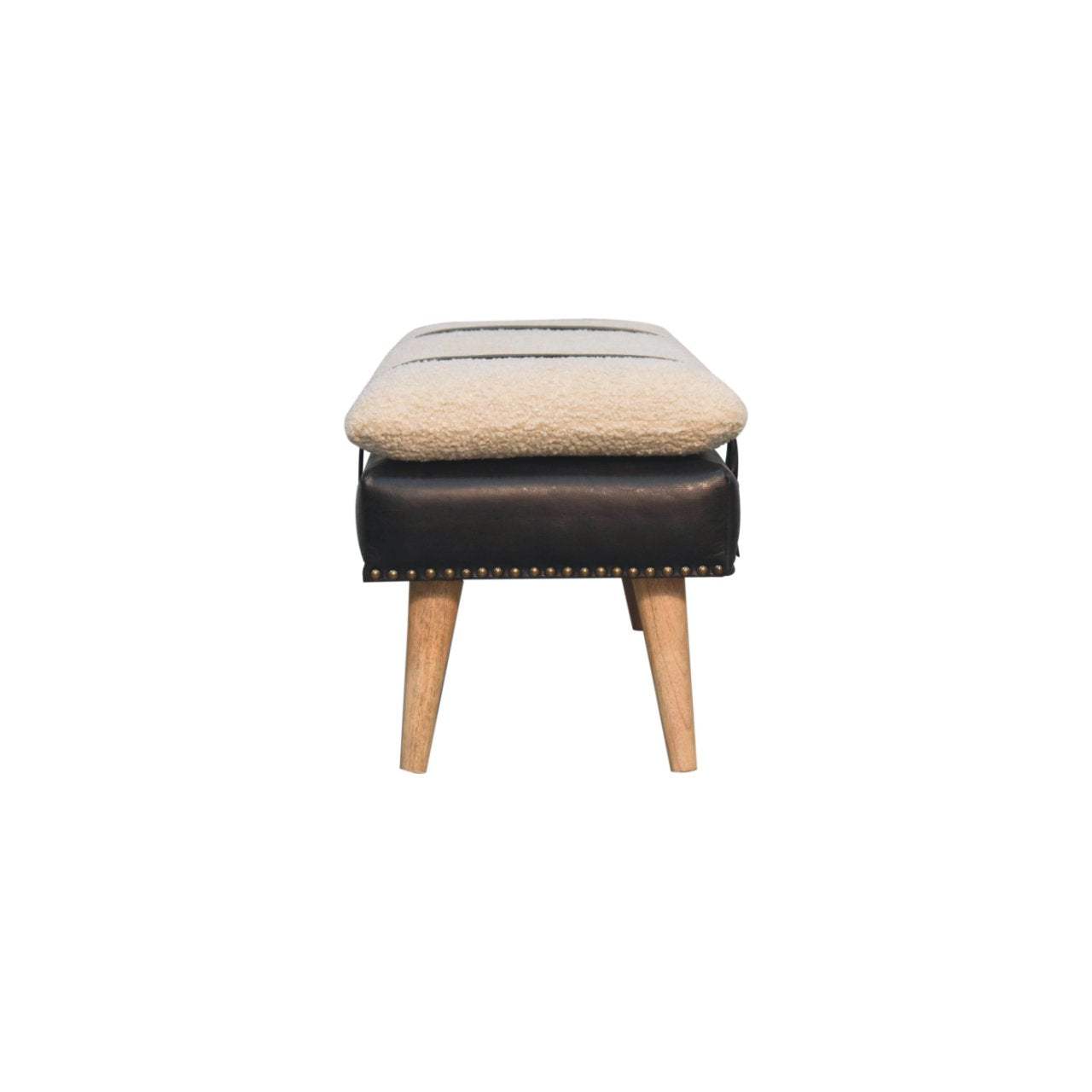 Artisan Boucl Buffalo Hide Black Leather Bench - Artisan Furniture - Flyclothing LLC