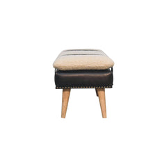 Artisan Boucl Buffalo Hide Black Leather Bench - Artisan Furniture