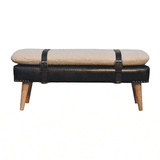 Artisan Boucl Buffalo Hide Black Leather Bench - Artisan Furniture - Flyclothing LLC