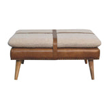 Artisan Large Square Boucl Buffalo Hide Brown Leather Footstool - Artisan Furniture - Flyclothing LLC