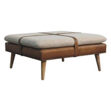 Artisan Large Square Boucl Buffalo Hide Brown Leather Footstool - Artisan Furniture - Flyclothing LLC