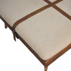 Artisan Large Square Boucl Buffalo Hide Brown Leather Footstool - Artisan Furniture