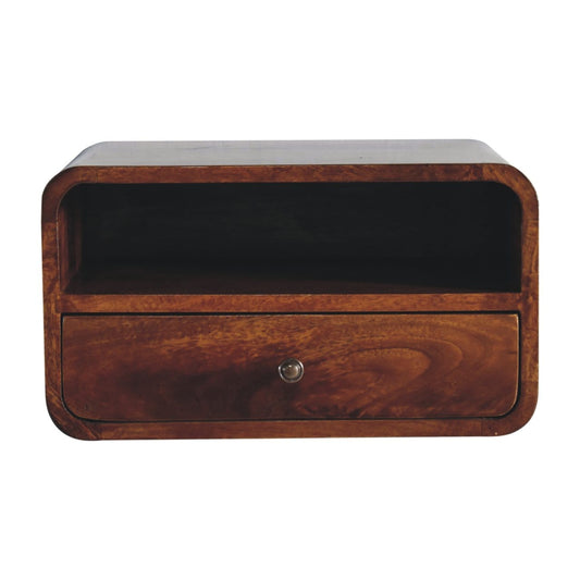 Artisan Large Chestnut Curve Upper Slot Floating Bedside - Artisan Furniture