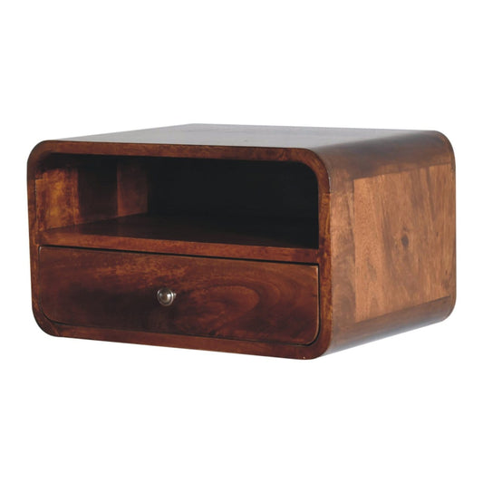 Artisan Large Chestnut Curve Upper Slot Floating Bedside - Artisan Furniture