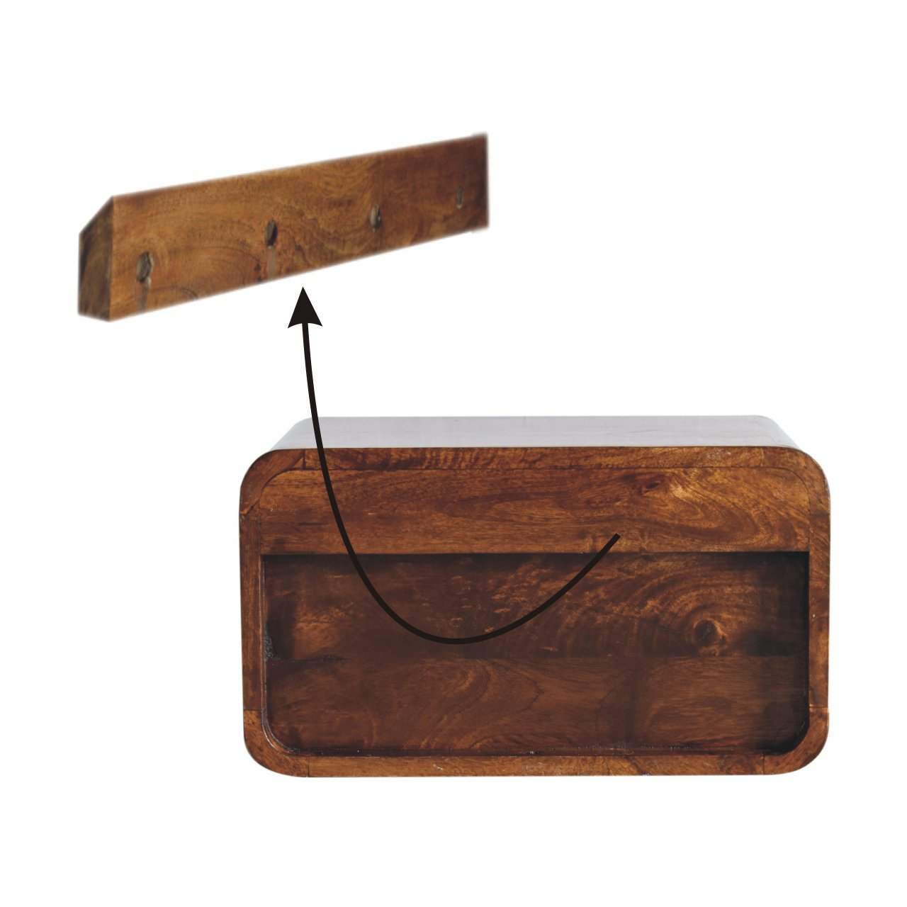 Artisan Large Chestnut Curve Upper Slot Floating Bedside - Artisan Furniture - Flyclothing LLC