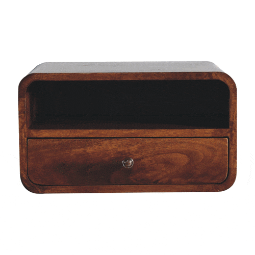 Artisan Large Chestnut Curve Upper Slot Floating Bedside - Artisan Furniture