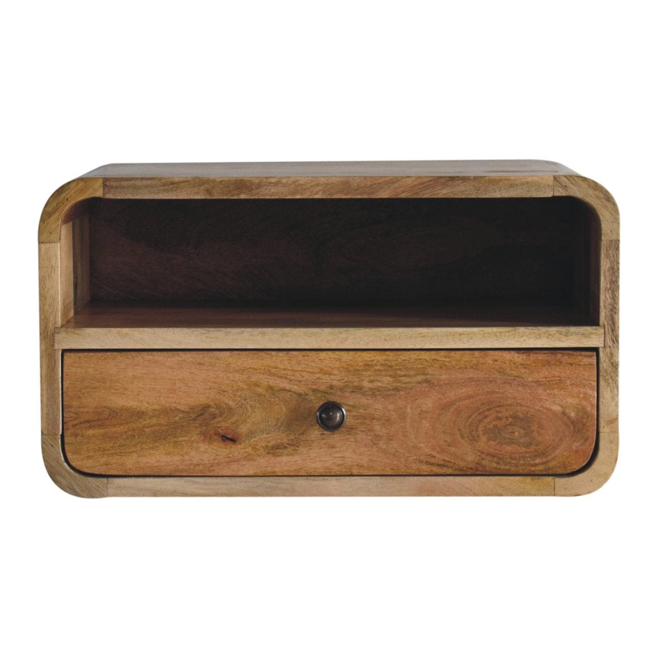 Artisan Large Oak-ish Curve Upper Slot Floating Bedside - Artisan Furniture