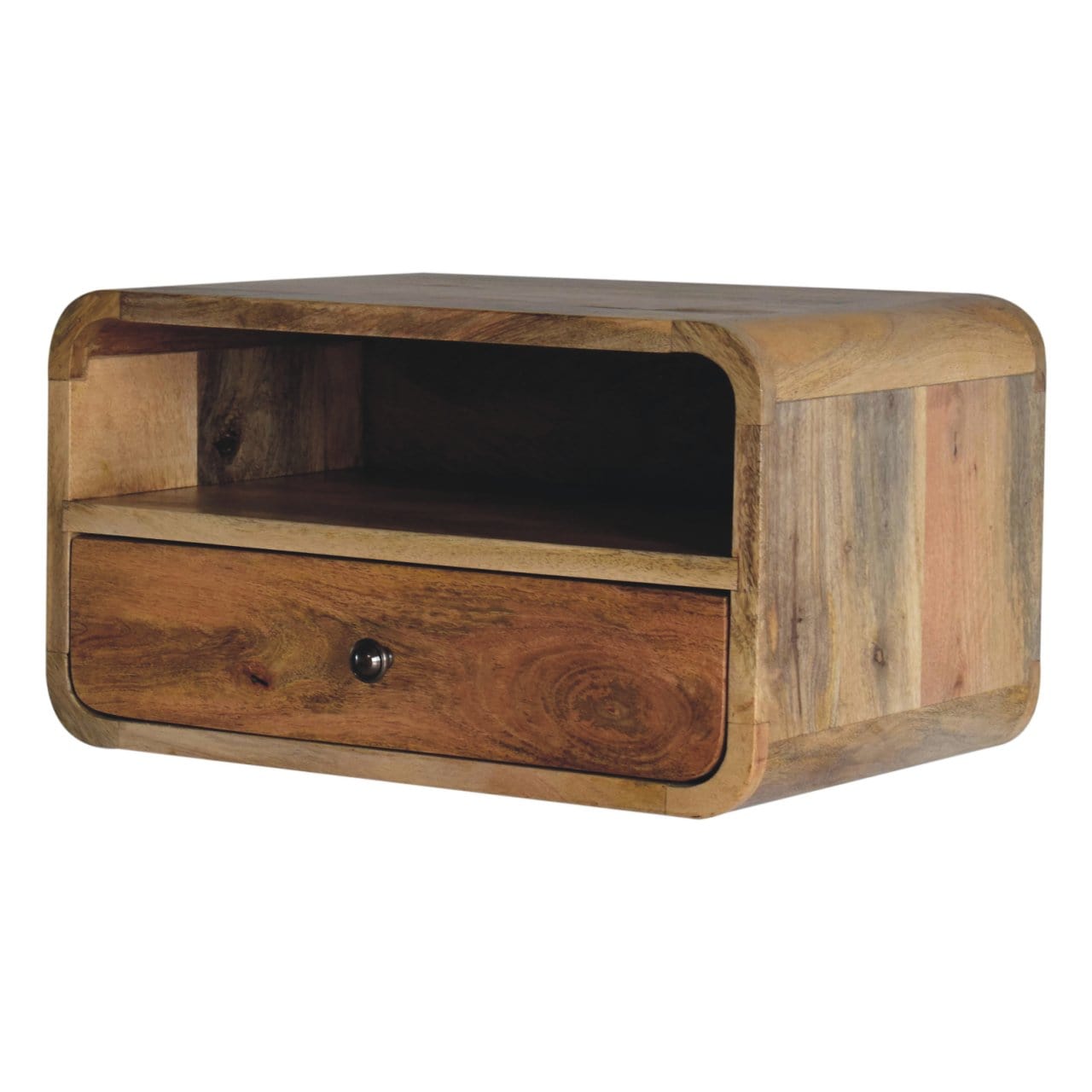 Artisan Large Oak-ish Curve Upper Slot Floating Bedside - Artisan Furniture