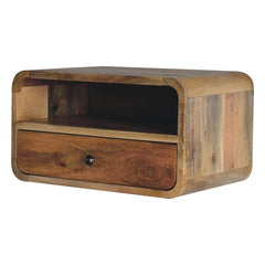 Artisan Large Oak-ish Curve Upper Slot Floating Bedside - Artisan Furniture