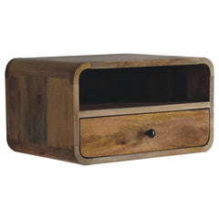 Artisan Large Oak-ish Curve Upper Slot Floating Bedside - Artisan Furniture