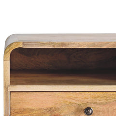 Artisan Large Oak-ish Curve Upper Slot Floating Bedside - Artisan Furniture