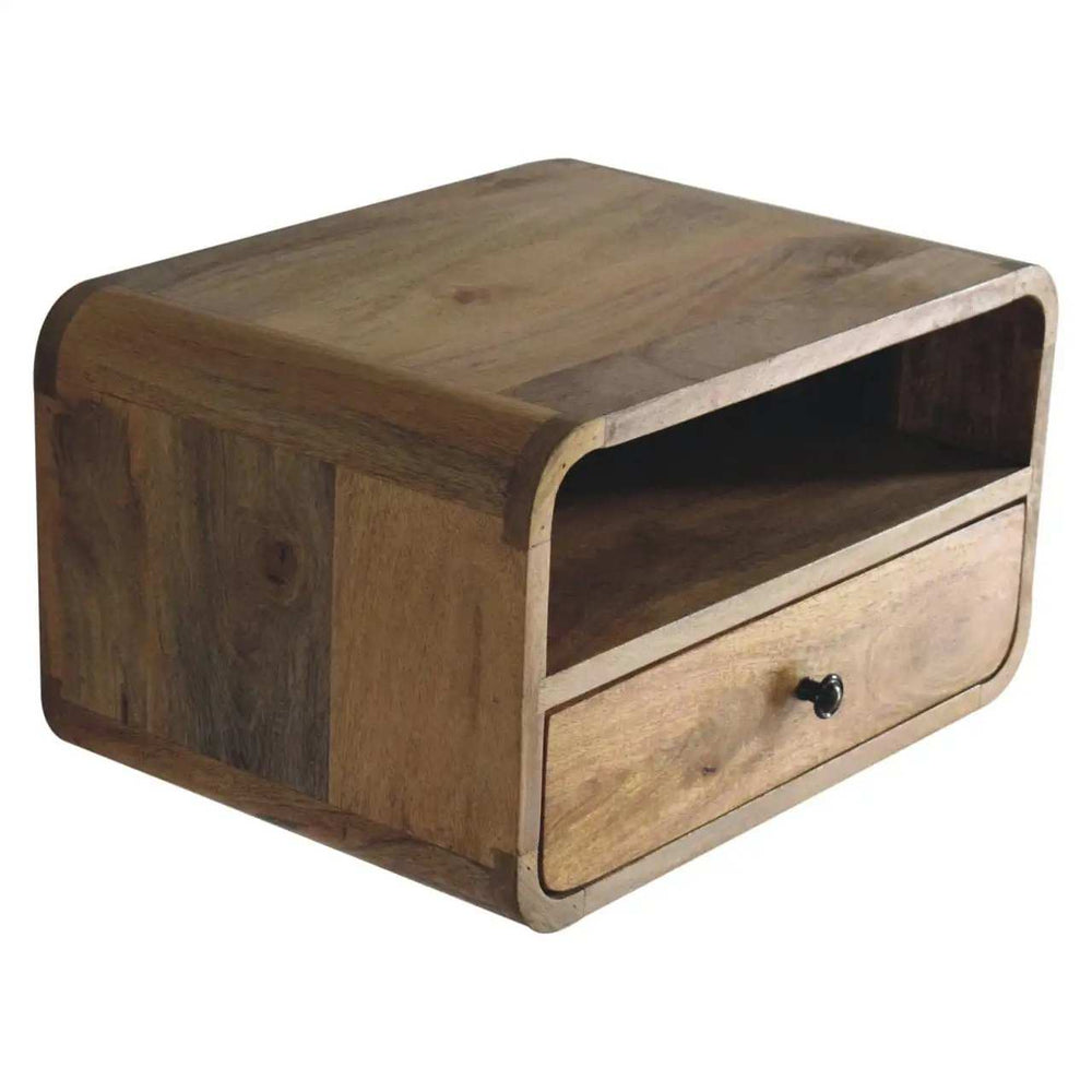 Artisan Large Oak-ish Curve Upper Slot Floating Bedside - Artisan Furniture - Flyclothing LLC