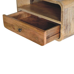 Artisan Large Oak-ish Curve Upper Slot Floating Bedside - Artisan Furniture