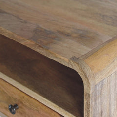 Artisan Large Oak-ish Curve Upper Slot Floating Bedside - Artisan Furniture