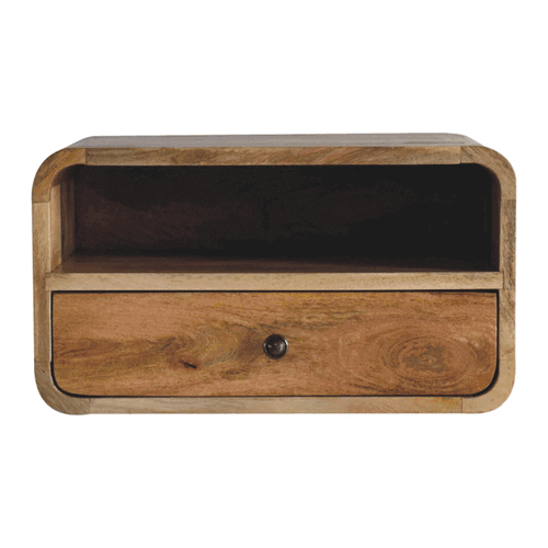 Artisan Large Oak-ish Curve Upper Slot Floating Bedside - Artisan Furniture - Flyclothing LLC