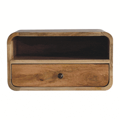 Artisan Large Oak-ish Curve Upper Slot Floating Bedside - Artisan Furniture