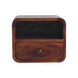 Artisan Extra Mini Wall Mounted Curved Chestnut Bedside with Open Slot - Artisan Furniture