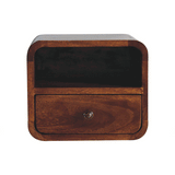 Artisan Extra Mini Wall Mounted Curved Chestnut Bedside with Open Slot - Artisan Furniture - Flyclothing LLC