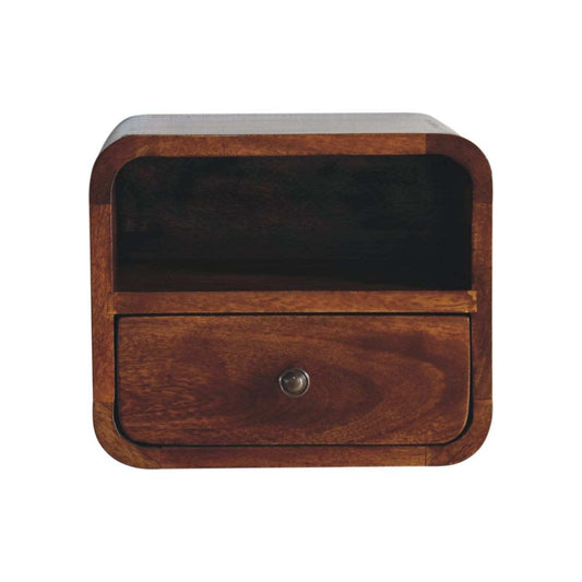 Artisan Extra Mini Wall Mounted Curved Chestnut Bedside with Open Slot - Artisan Furniture - Flyclothing LLC