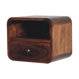 Artisan Extra Mini Wall Mounted Curved Chestnut Bedside with Open Slot - Artisan Furniture